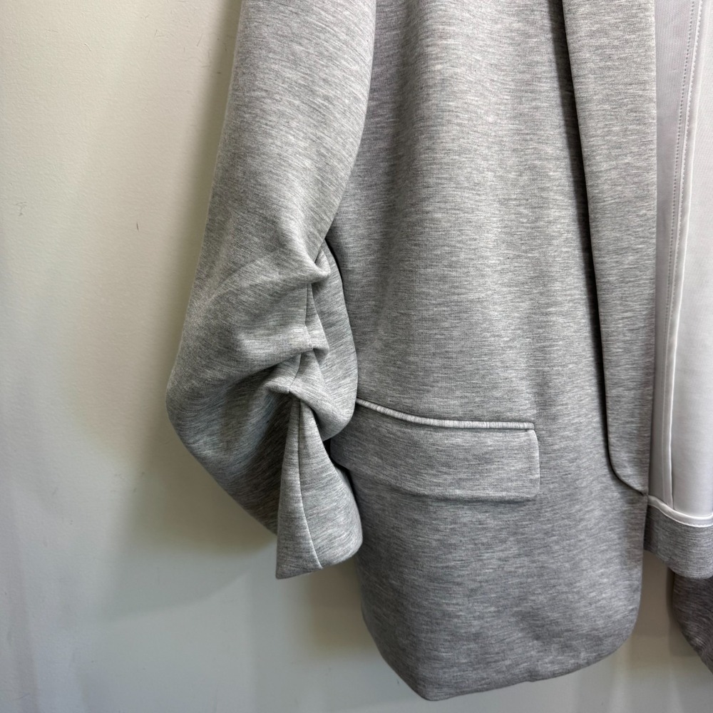 Scoop Scubaknit Relaxed Scrunched Career Preppy Pockets Soft Blazer XXL Gray - Picture 8 of 9